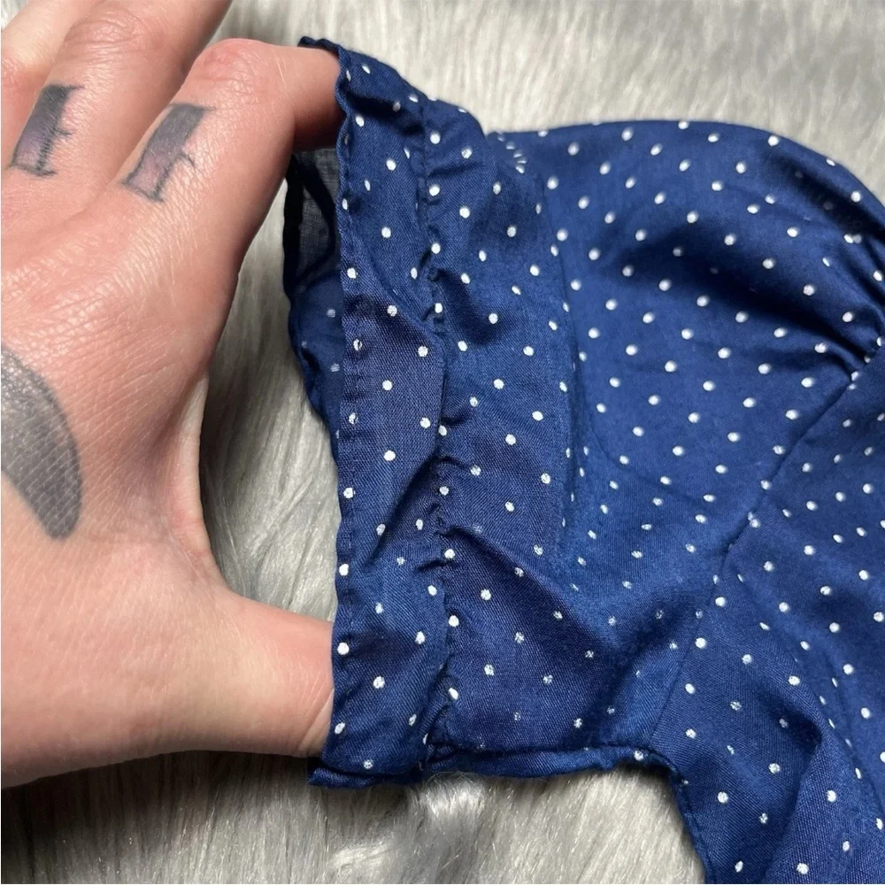 Vintage Winnie The Pooh Brand Toddler Girls Dress Navy White Polka Dot
